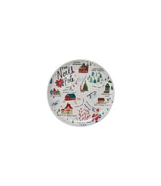 11" Round Stoneware Plate with North Pole Scene