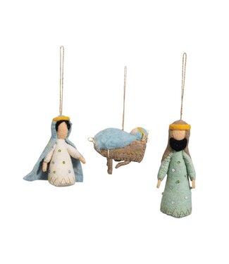 Handmade Wool Felt Holy Family Ornament