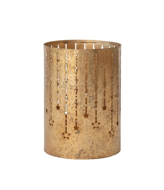 Textured Metal Tealight/Votive Holder with Cut-Outs Large