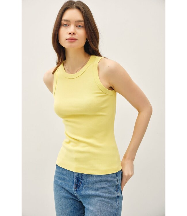 Maddison Basic Cotton Garment Dyed Round Neck Tank Top