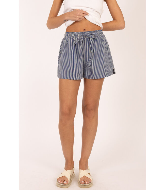 Arielle Striped Dolphin Hem Shorts