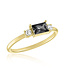 Emerald Cut Black Diamond Gold Layers Ring