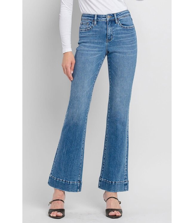 Kayla High Rise Trouser Hem Relaxed Flare Jeans