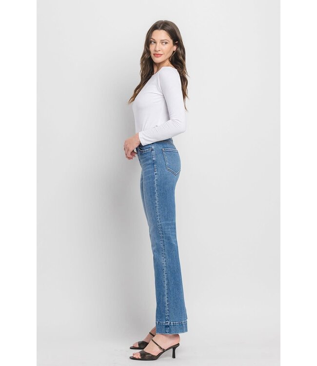 Kayla High Rise Trouser Hem Relaxed Flare Jeans