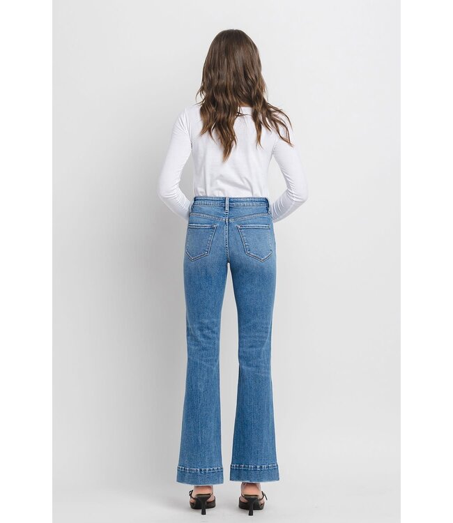 Kayla High Rise Trouser Hem Relaxed Flare Jeans