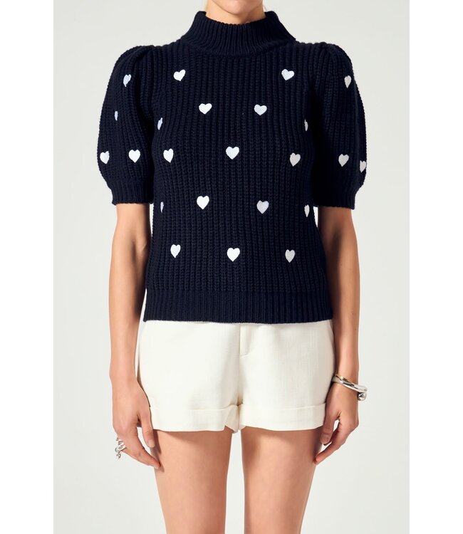 Sierra Heart Shape Embroidery Sweater