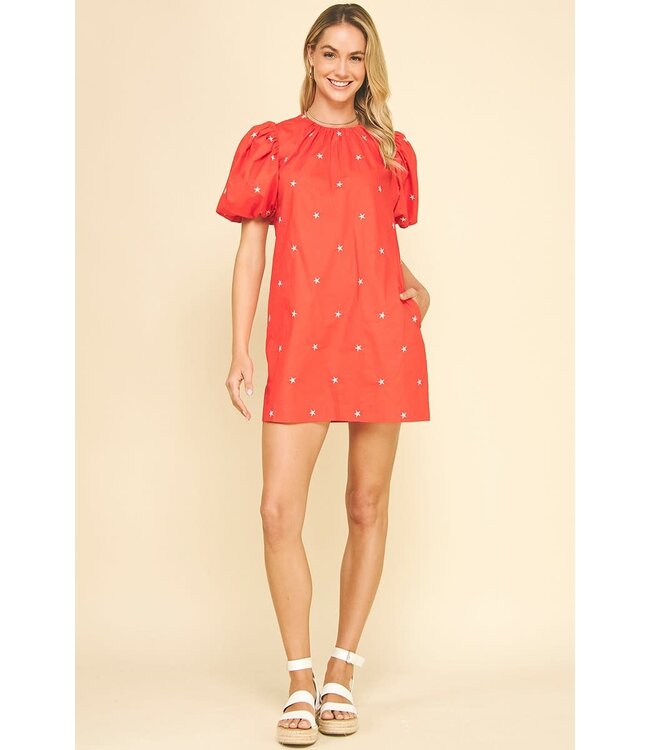 Miggy Star Embroidered Mini Dress