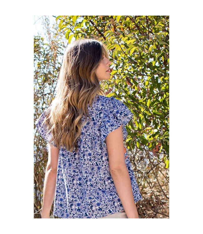 Ellie Print Embroidred Top