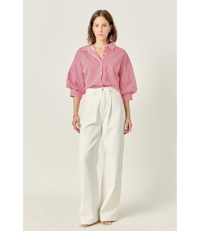Olivia Striped Balloon Sleeves Shirt