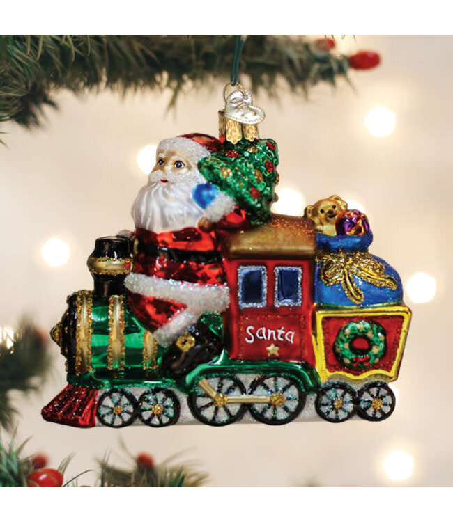 OLD WORLD CHRISTMAS Santa On Locomotive Ornament