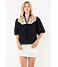 Gail Puff Sleeve Embroidery Detailed Neckline Top