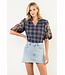 Gwen Embroidered Puff Sleeve Gingham Top