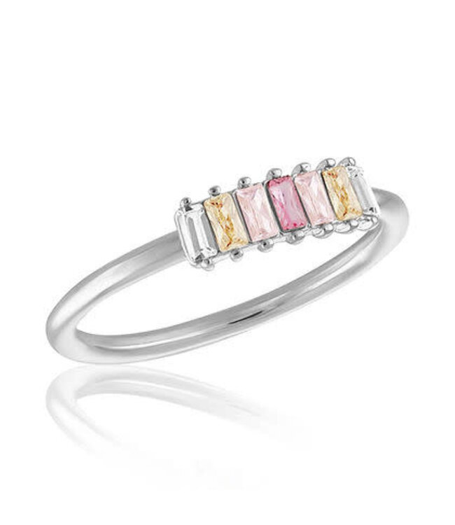 Vertical Pink Transitional Mini Baugette Stack Ring