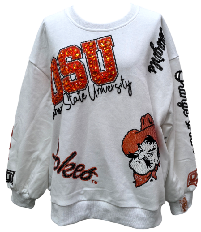 Abigail Licensed Ok State Big Icons Scattered All Over Sweatshirt