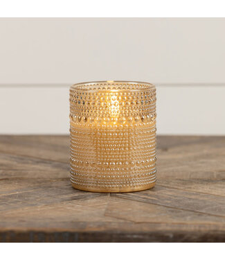 4" Champagne Dotted Glass 3D Flame Candle