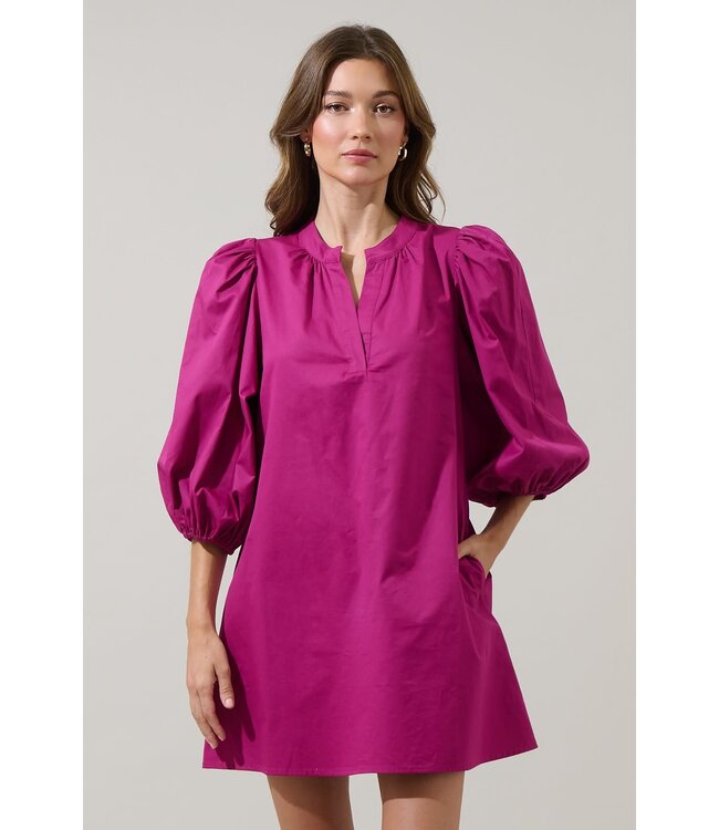 Victoria Shift Split Neck Mini Dress