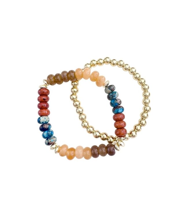Jamie Bracelet Set - Tan Turquoise