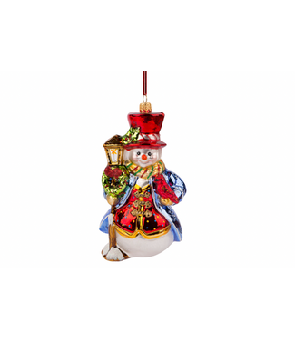 Stylish Snowman by Lamp Post