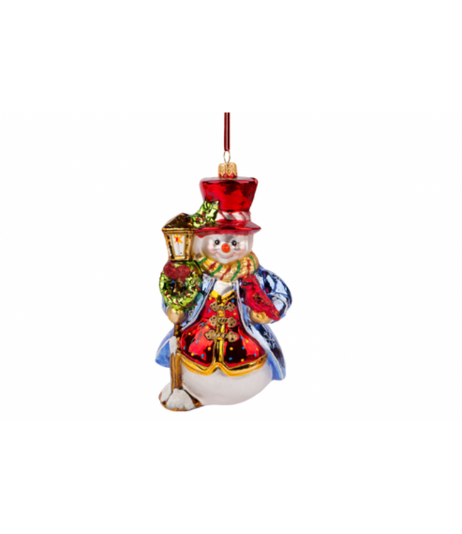 Stylish Snowman by Lamp Post