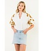 Sophia Embroidered Chenille Floral Puff Sleeve Top