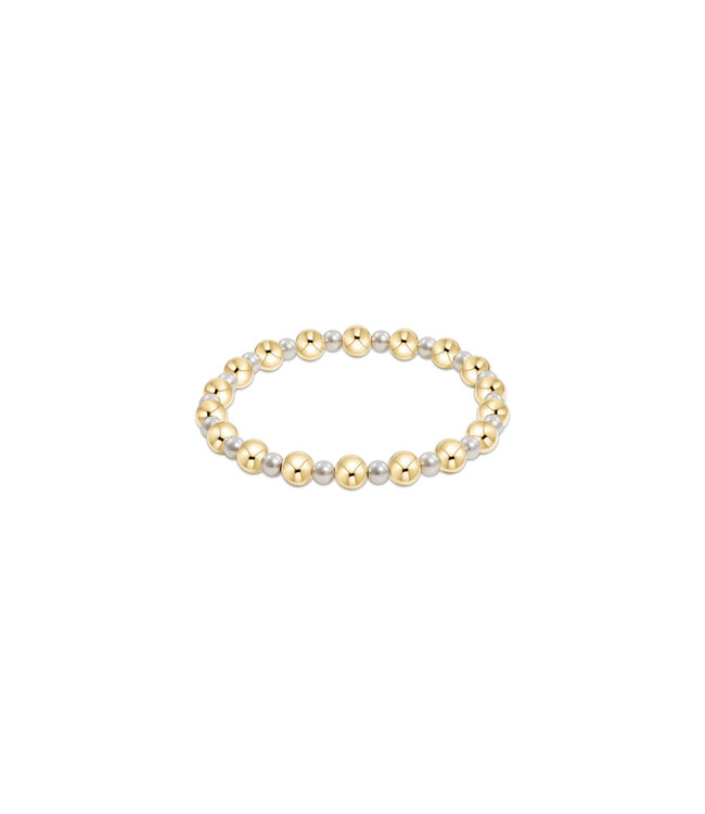 ENEWTON Pearl Grateful Pattern 4mm Bead Bracelet - 6mm Gold