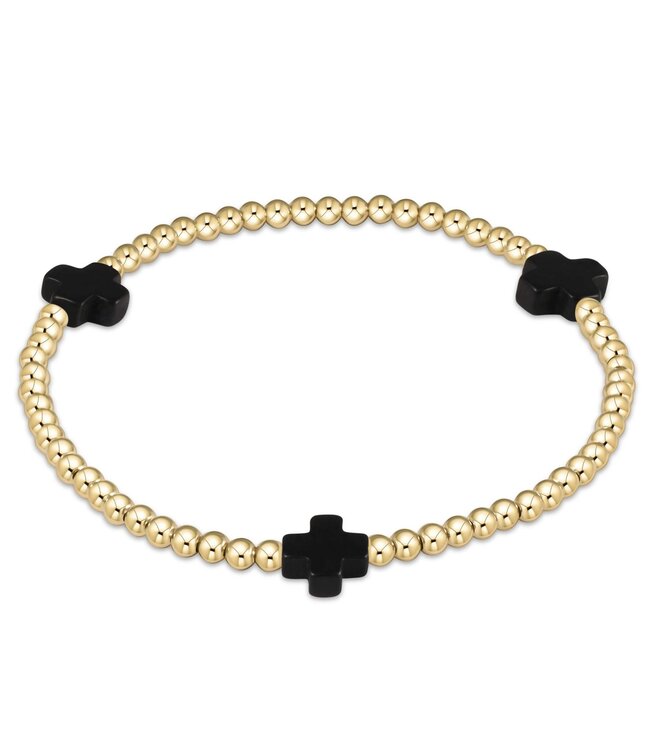 ENEWTON Signature Cross Gold Pattern 3mm Bead Bracelet