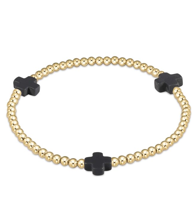 ENEWTON Signature Cross Gold Pattern 3mm Bead Bracelet