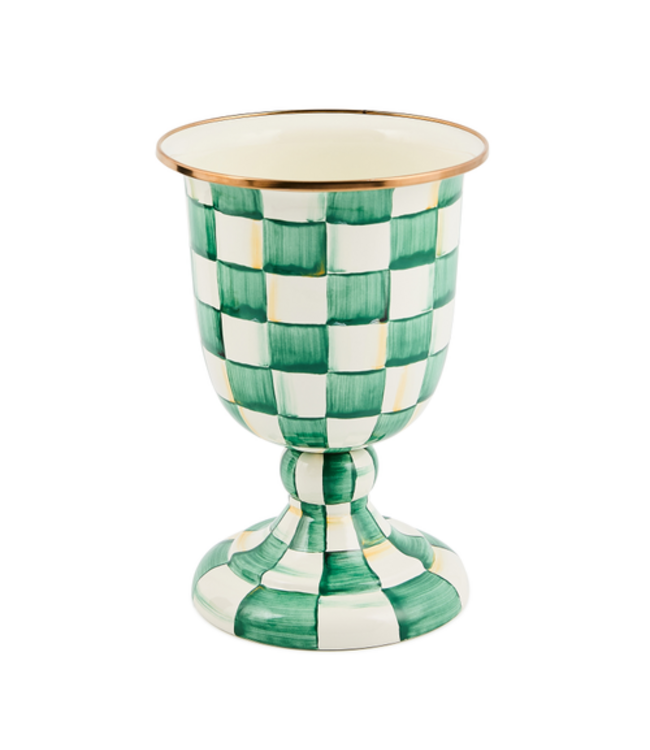 MACKENZIE CHILDS Emerald Check Pedestal Vase