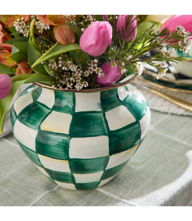 MACKENZIE CHILDS Emerald Check Vase