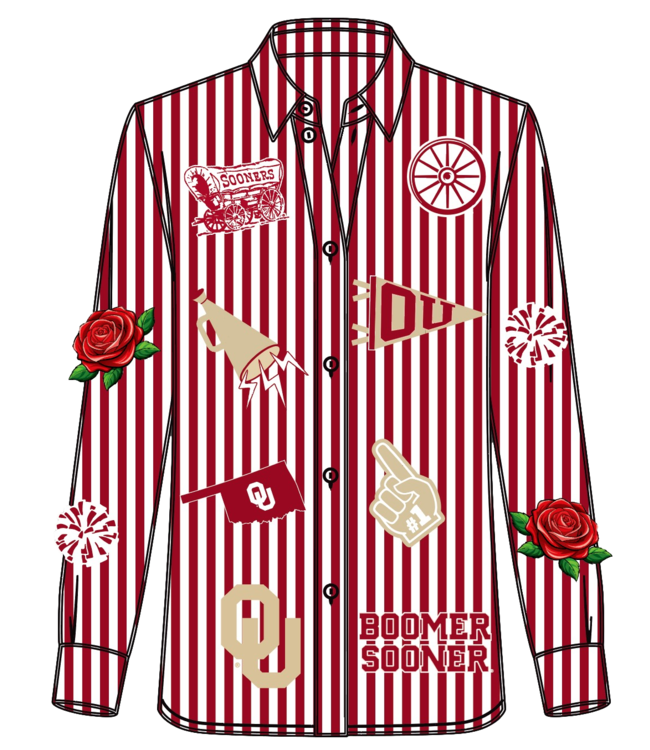 Emily Licensed Oklahoma Mini Icon Striped Button Down