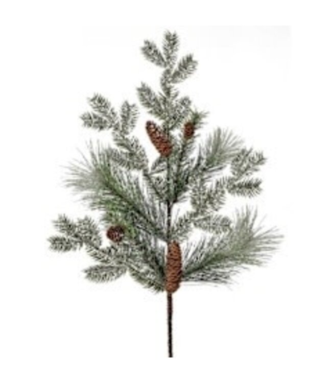 26" GLITTER PINE WREATH WITH CONE