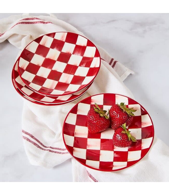 MACKENZIE CHILDS Cherry Check Appetizer Plates - Sold Individually