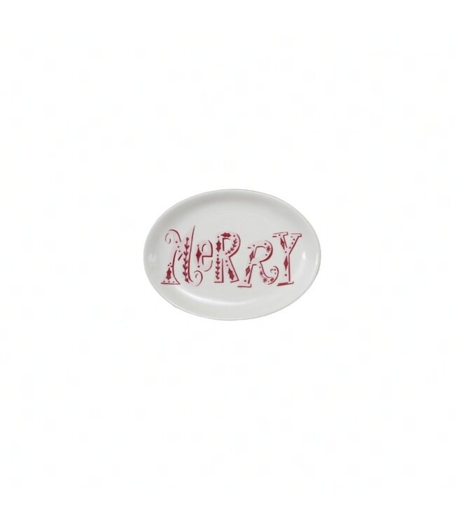 Stoneware Plate with Holiday Word
