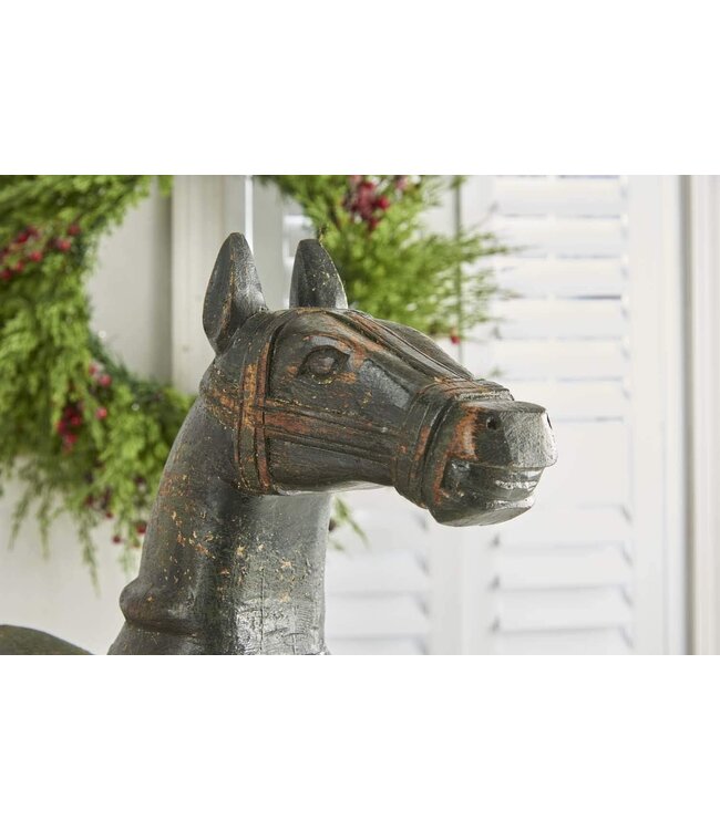 43.5" Black Painted Wooden Rocking Horse