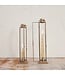 Metal & Glass Lantern Taper Holder, Gold Finish Large