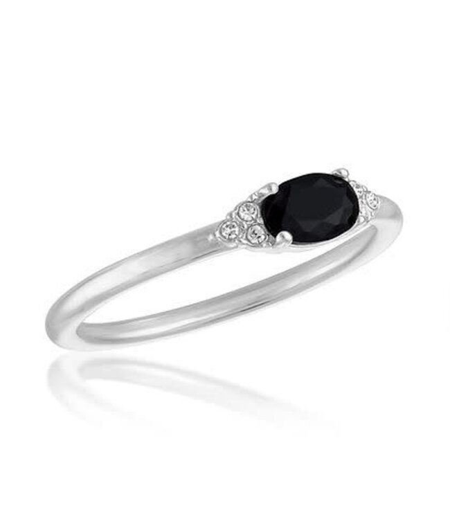 Oval Jet Black Statement Stack Ring