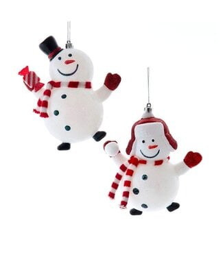 Snowman With Red & White Scarf Ornament