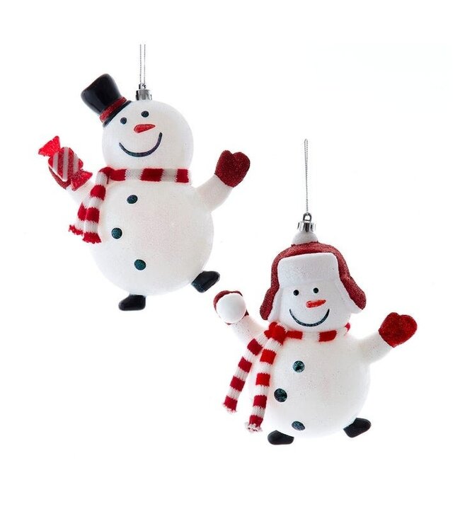 Snowman With Red & White Scarf Ornament