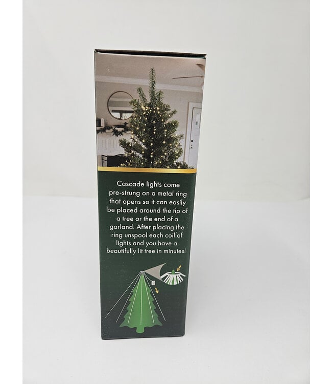 Diamond Cascade Lights Warm White Twinkle (8foot) - Green Wire