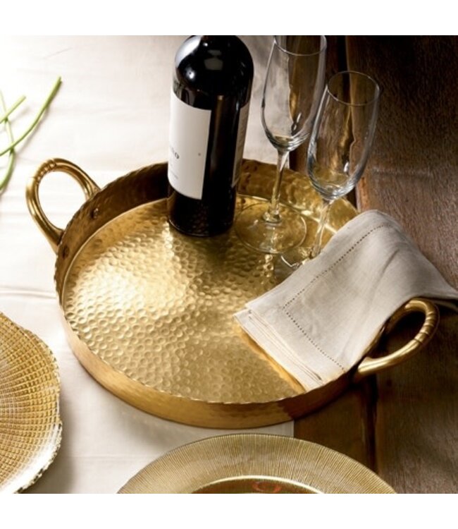 Gilded Hammered Handle Tray