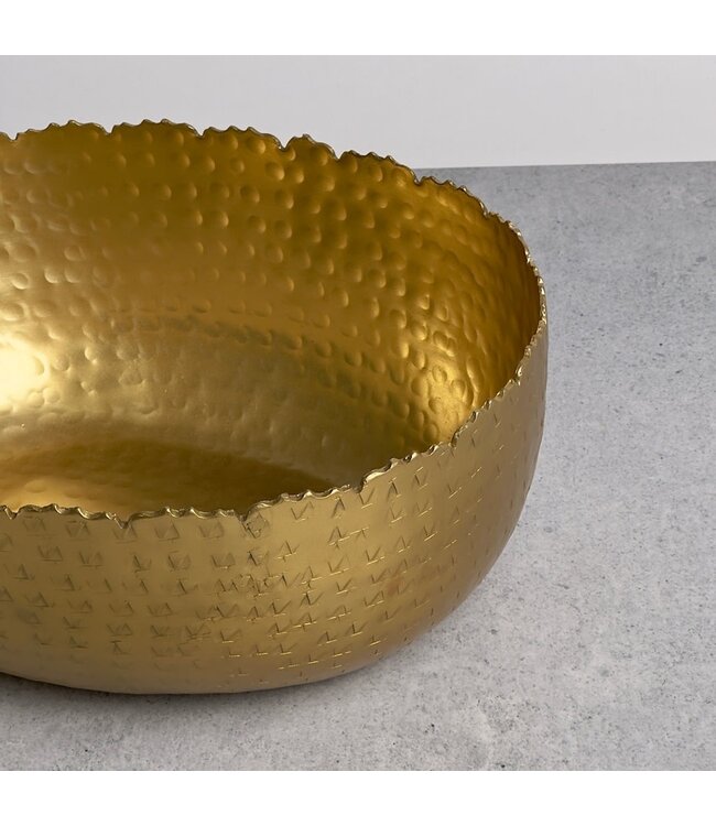 Gilded Oval Hammered Bowl