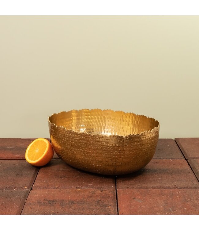 Gilded Oval Hammered Bowl