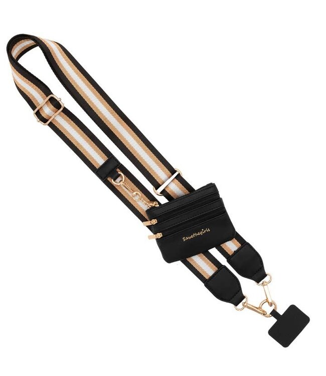 Clip & Go Crossbody Strap with Pouch - Stripe Collection