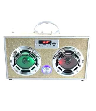 Bluetooth FM Radio With LED Speaker Gold Bling Boombox