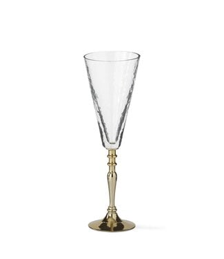 Crackled Glass Goblet w/Gold Stem