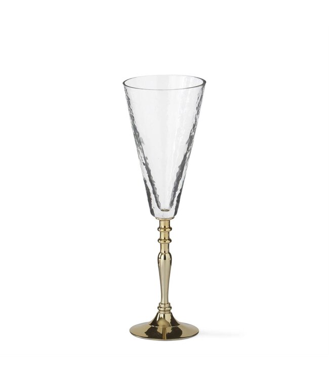 Crackled Glass Goblet w/Gold Stem