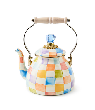 MACKENZIE CHILDS Confetti Check 2 Quart Tea Kettle