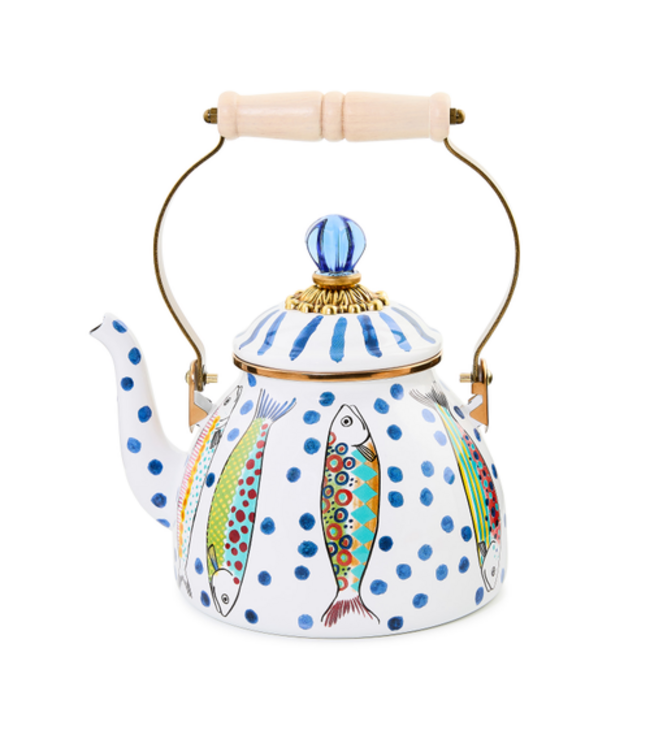 MACKENZIE CHILDS Go Fish 2 Quart Tea Kettle