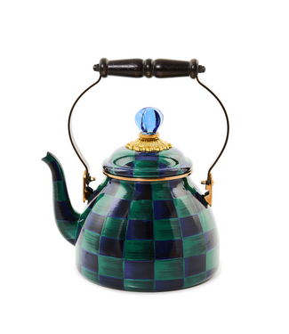 MACKENZIE CHILDS Juniper Check 2 Quart Tea Kettle