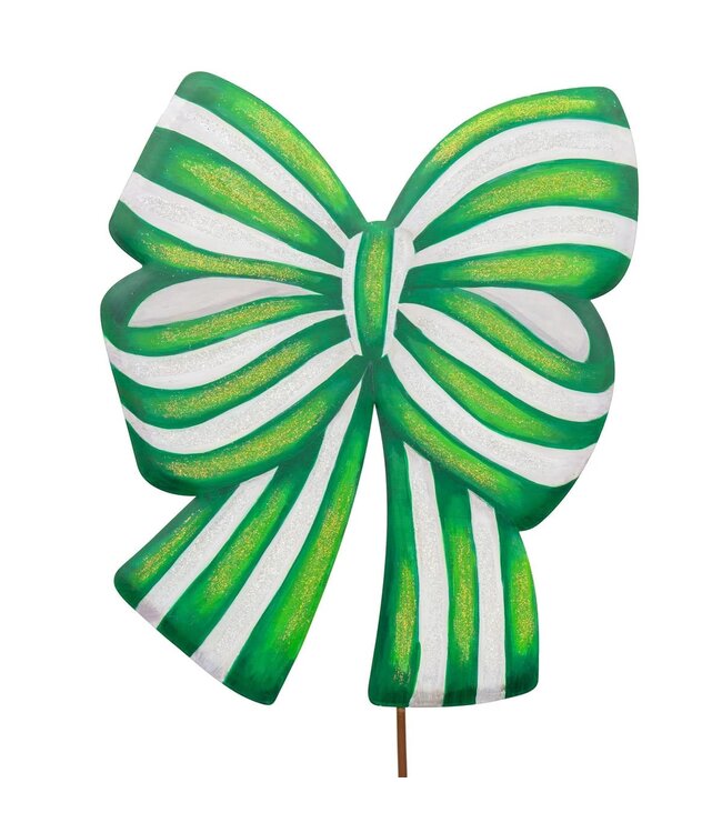 THE ROUND TOP COLLECTION Green and White Striped Bow